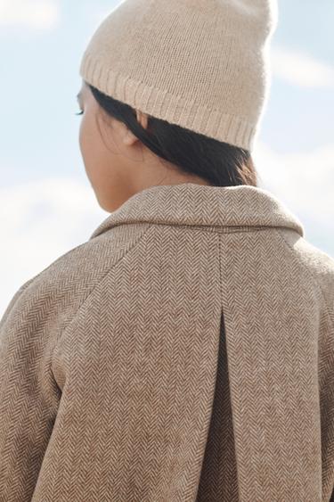 HERRINGBONE WOOL BLEND COAT LIMITED EDITION - Dark camel by Zara - Image 4