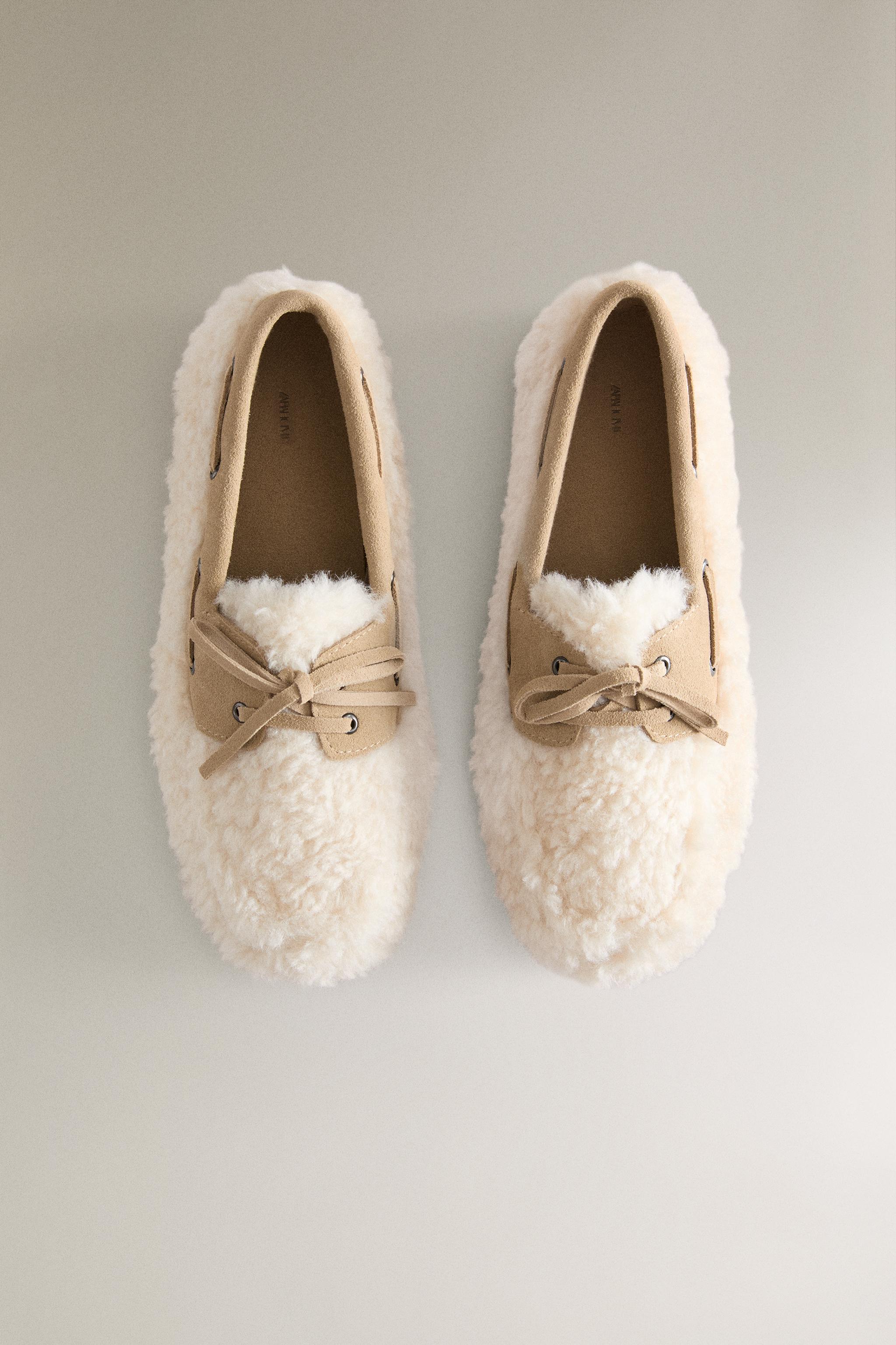 FAUX SHEARLING LEATHER LOAFERS