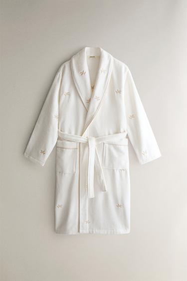 FLORAL COTTON DRESSING GOWN (380 GSM) - عاج الخاص بـ Zara - صورة 0