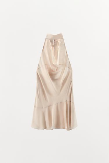 RUFFLED MINI DRESS - Light beige by Zara - Image 0