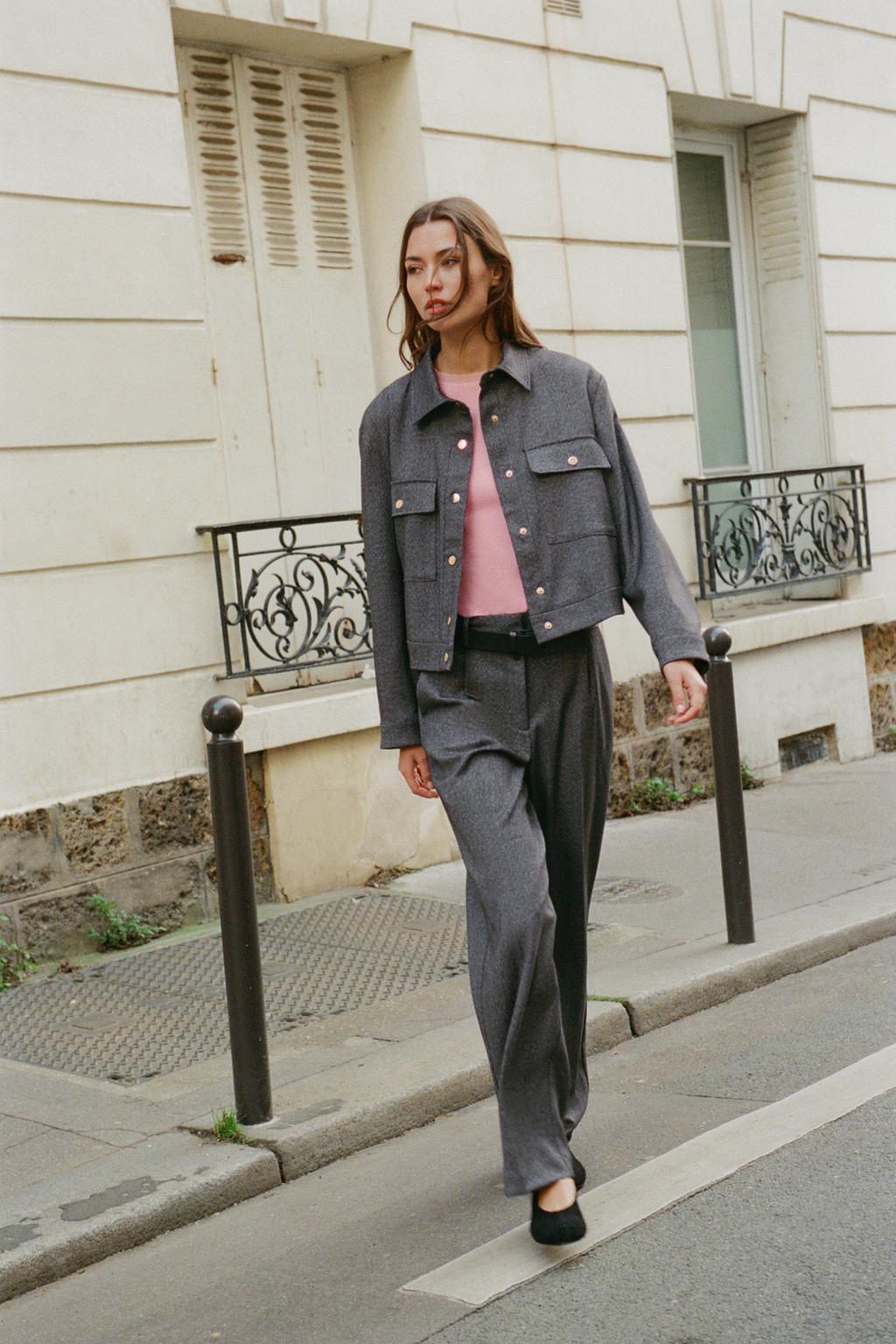 HERRINGBONE STRAIGHT LEG PANTS
