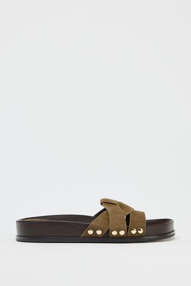 PALA PLATAFORMA PIEL - Verde Caqui de Zara
