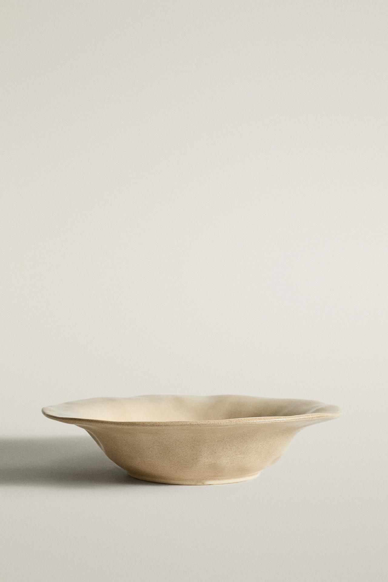 IRREGULAR STONEWARE SOUP PLATE — Taupe gray