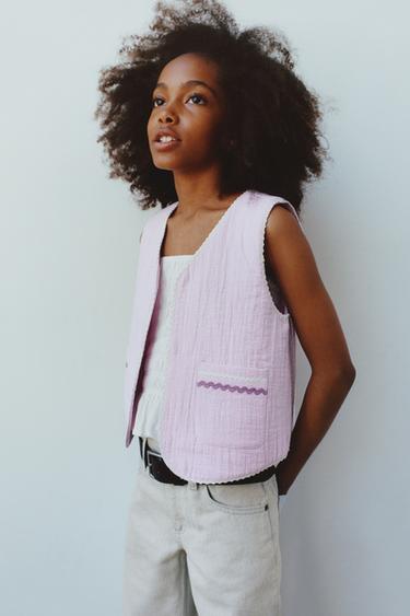 WAVY TEXTURED WAISTCOAT - Light mauve by Zara