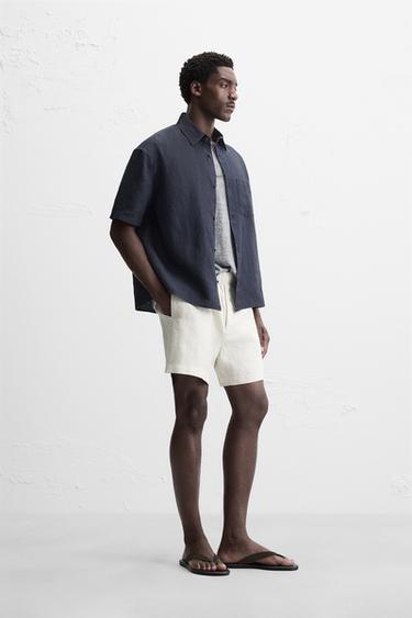 100% HEMP BERMUDA SHORTS - Sand by Zara - Image 3
