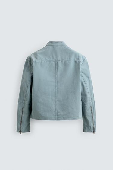 BLOUSON COUPE DÉCONTRACTÉE EN COTON LAVÉ - Bleu ciel délavé de Zara - Image 7