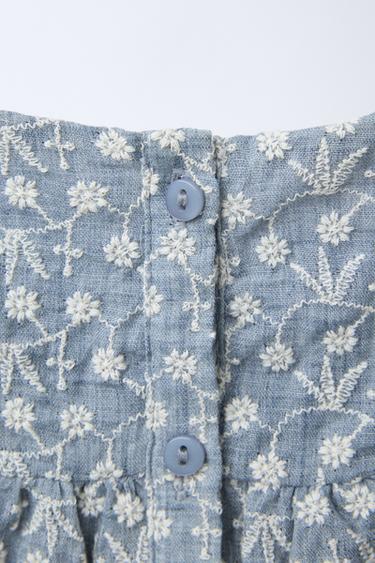 GRENOUILLÈRE BRODÉE FLEURS VOLANTS - Bleu chiné de Zara - Image 3