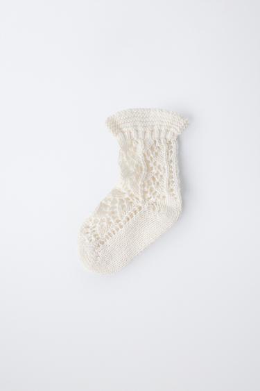 CHAUSSETTES AJOURÉES EN COTON ET SOIE - Écru de Zara - Image 3