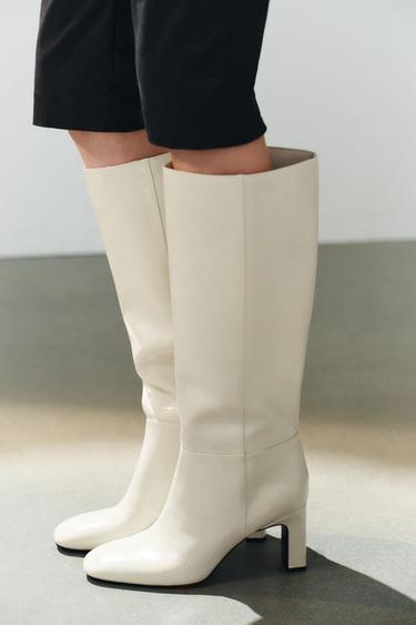 BOTA TACÓN ANCHO - blanco de Zara