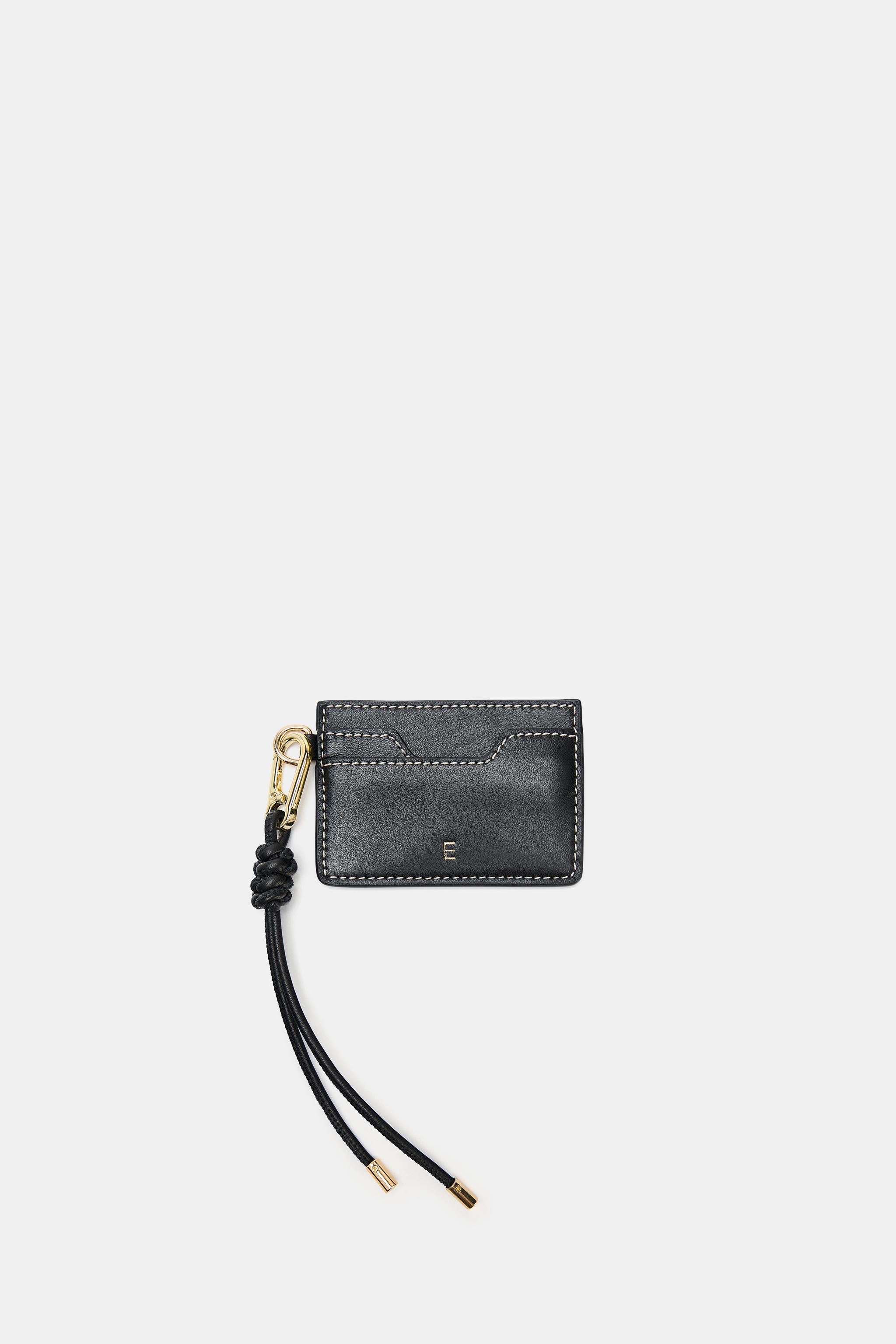 LEATHER CARD HOLDER WALLET — Black