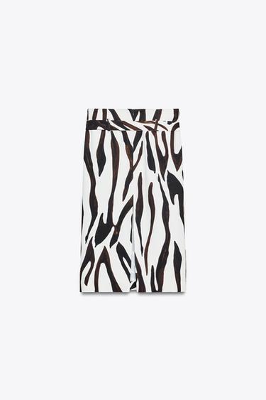 ZW COLLECTION ANIMAL PRINT PENCIL SKIRT - Ecru / Black by Zara - Image 2