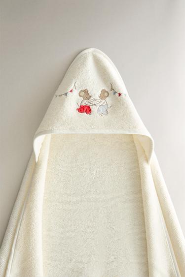 SERVIETTE DE BAIN ENFANT CAPUCHE SOURIS - Beige clair de Zara - Image 0