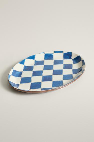 BLUE DIAMOND CERAMIC BATHROOM TRAY — Blue / White 2