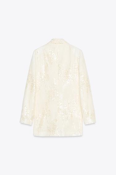 LONG SEQUIN BLAZER - Oyster-white by Zara - Image 4