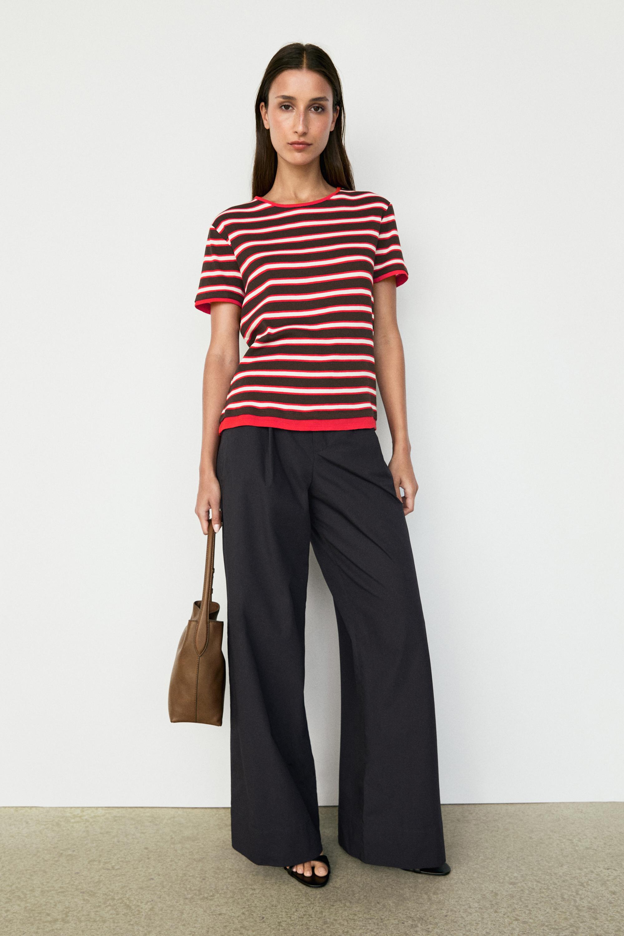 100% cotton short sleeve striped T-shirt