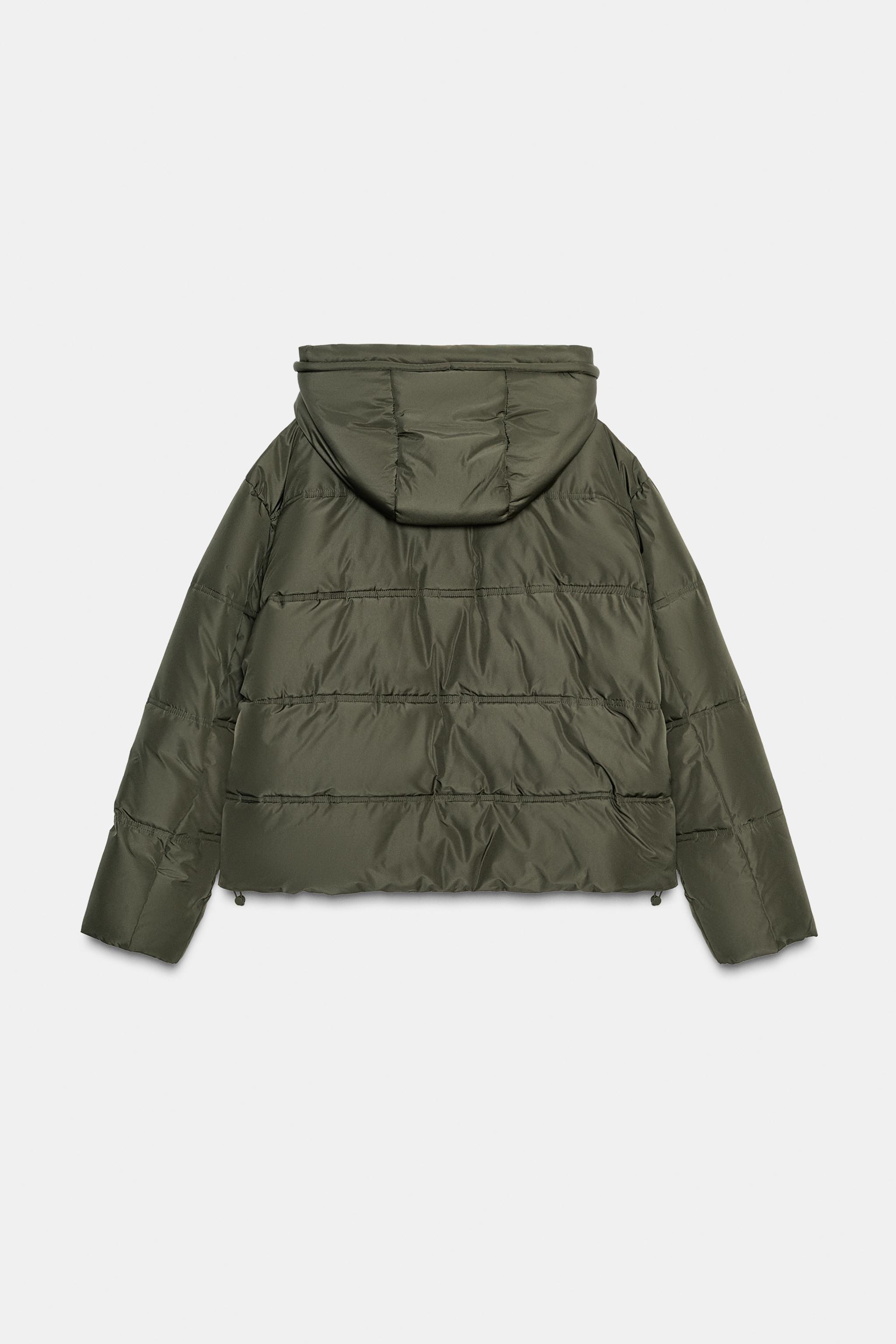 SHORT HOODIE WATER AND WIND PROTECTION ANORAK Khaki ZARA