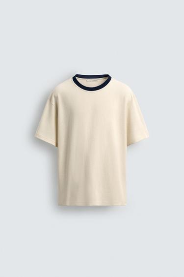 CONTRAST RIB T-SHIRT - Oyster-white by Zara - Image 0