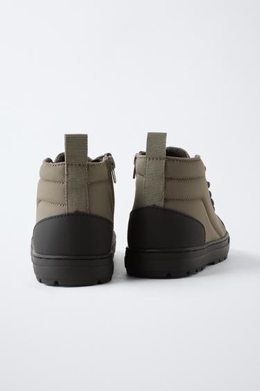 NYLON HIGH-TOP SNEAKERS - Khaki Green by Zara - Image 4