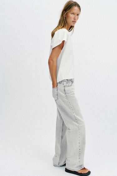 RUSTIC V-NECK T-SHIRT - Oyster-white by Zara