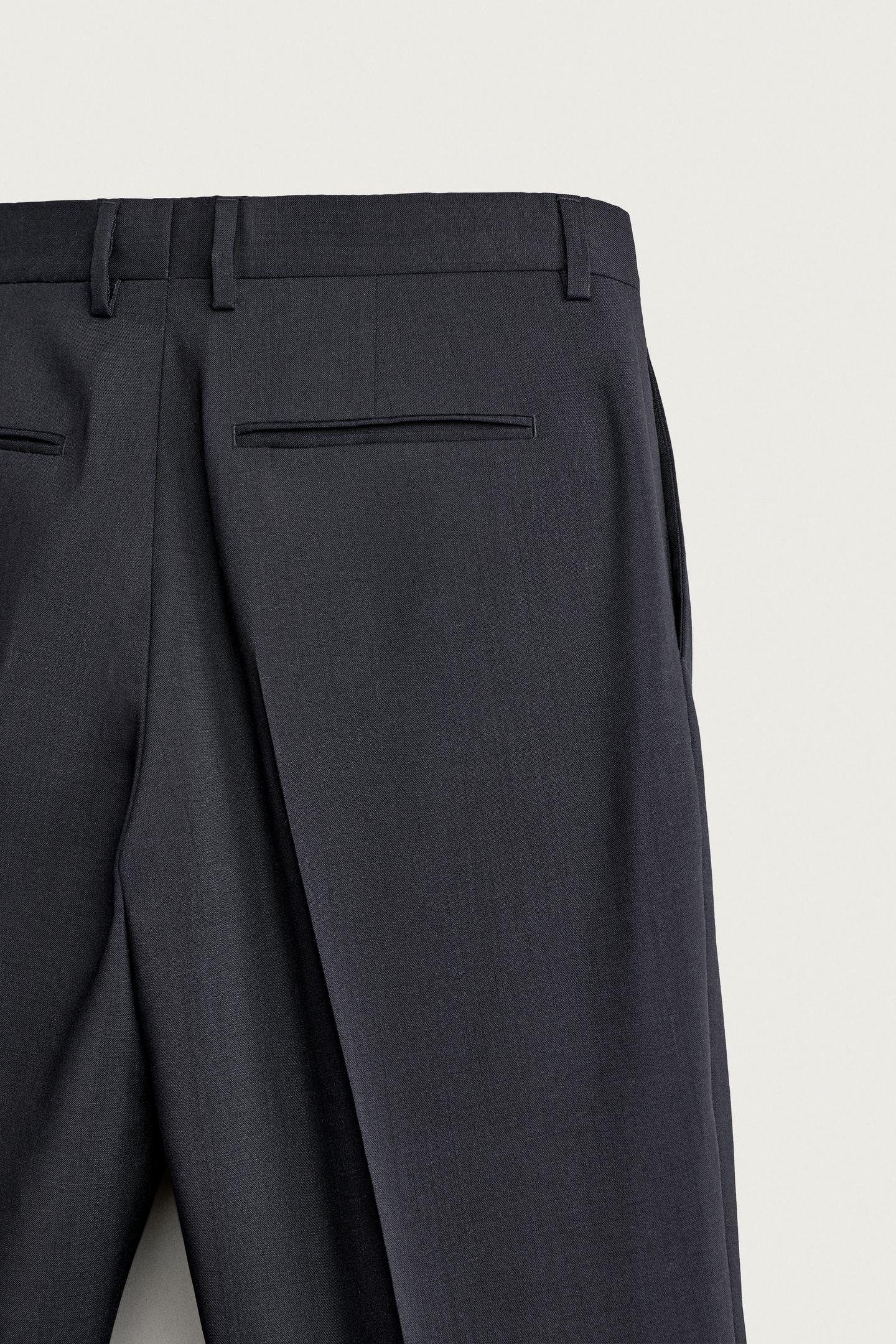 Мужские брюки Zara 100% Wool Regular-Fit Suit, цвет: Тёмный тёмно-синий — фото 9