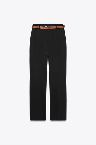 STRAIGHT FIT TROUSERS WITH BELT - Black by Zara - Image 0