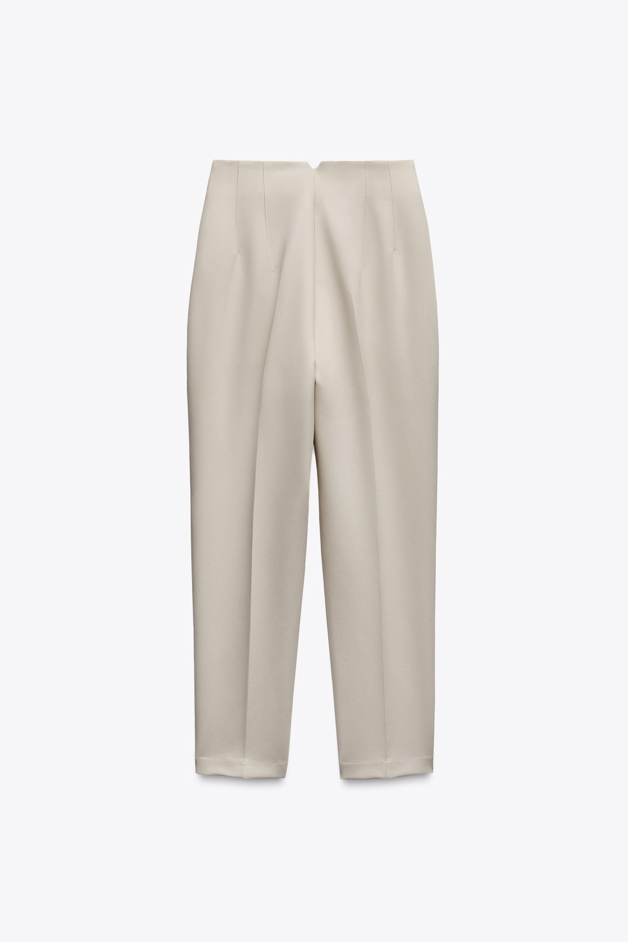 PANTS WITH A HIGH WAIST - Oyster-white | ZARA United States PANTS WITH A HIGH WAIST - Oyster-white | ZARA United States