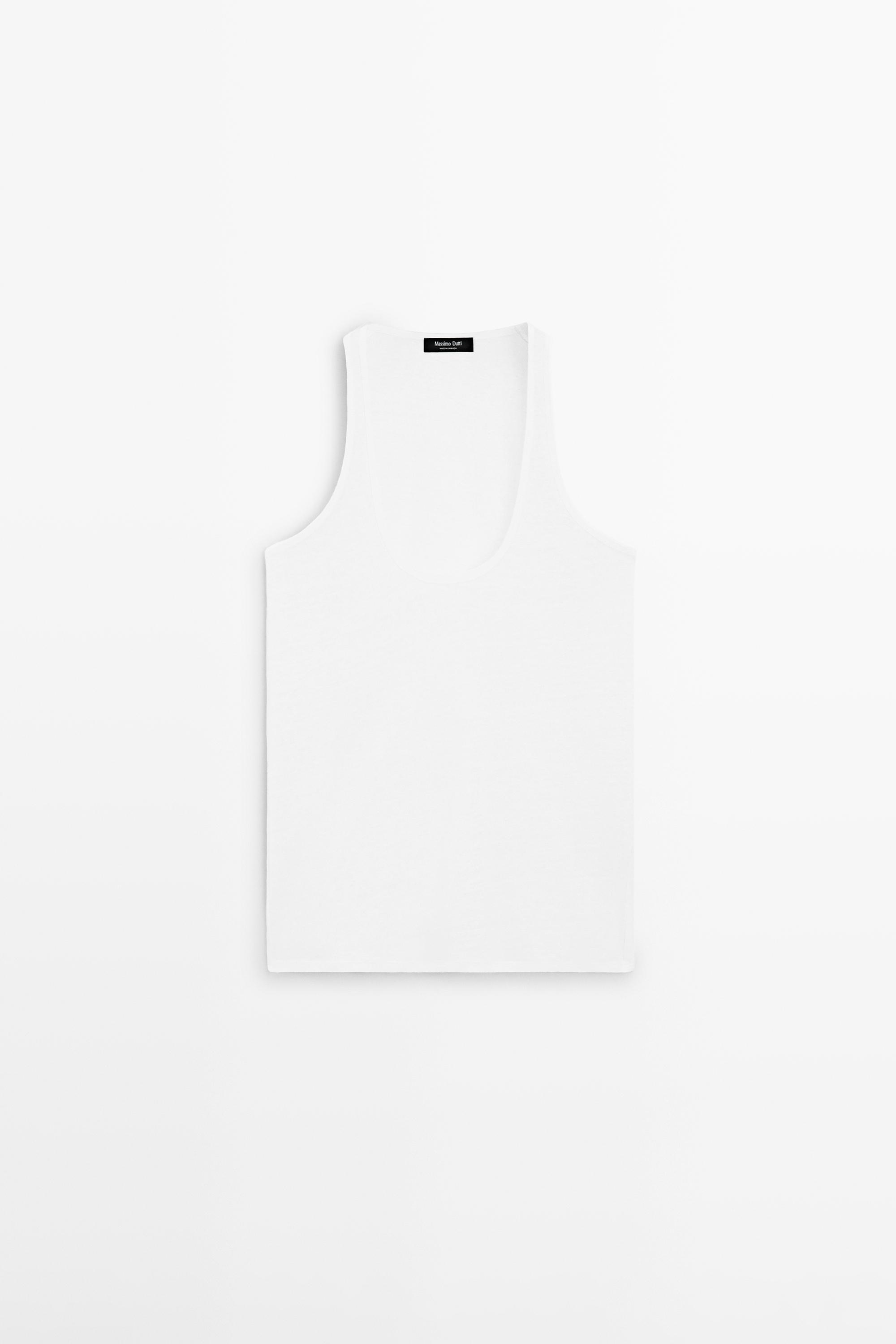 100% linen strappy top — Oyster-white