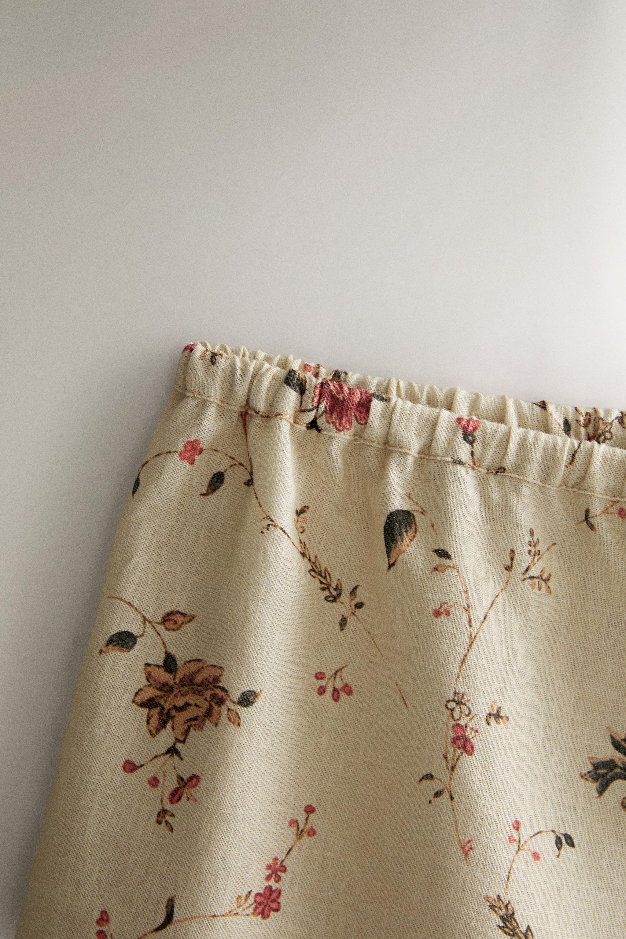 COTTON LINEN FLORAL SHORTS | KATHARINE POLE — Ecru