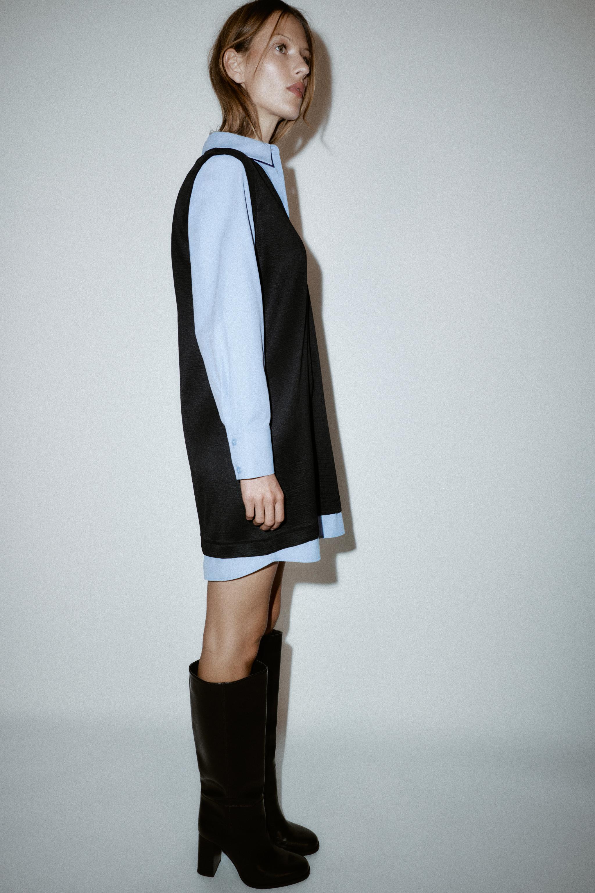 COMBINED POPLIN MINI DRESS