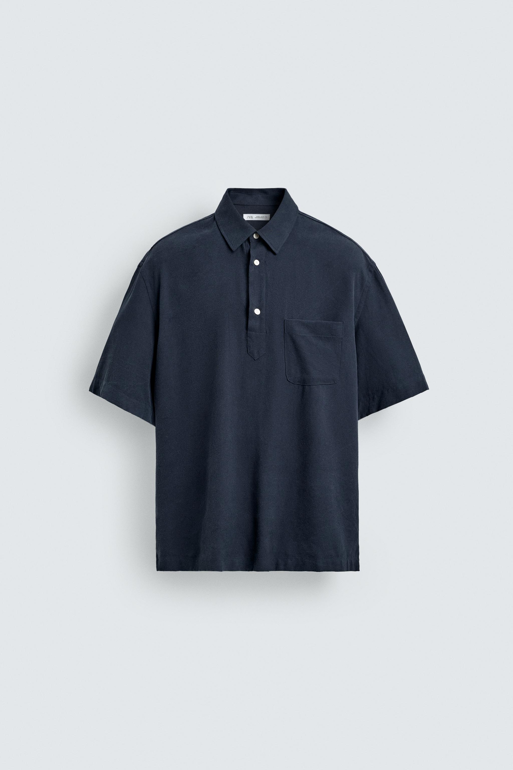 レーヨン混ポロシャツ - ネイビーブルー | ZARA Japan / 日本