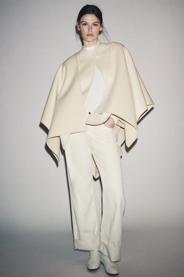 WOOL BLEND CAPE COAT ZW COLLECTION - Ecru by Zara - Image 0