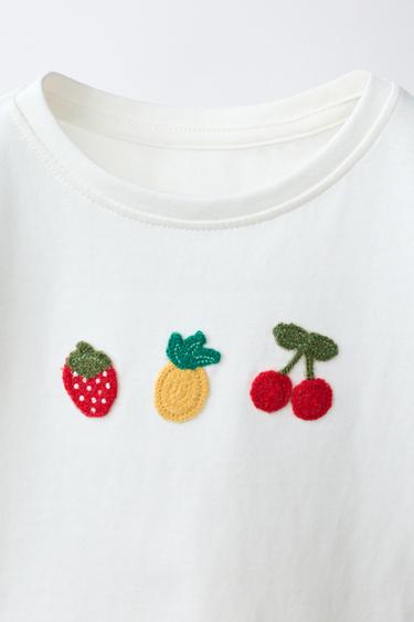 Zaras 1 1/2-6 ÅR/ PYJAMAS MED VIRKAD FRUKT - Naturfärg