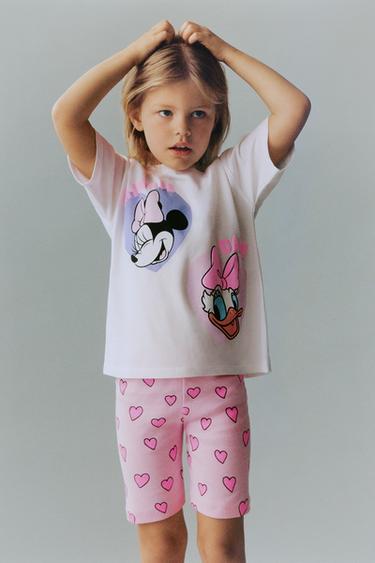 Zara MINNIE MOUSE AND DAISY DUCK © DISNEY T-SHIRT AND BIKER LEGGINGS SET - Pink