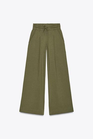 PANTALON LARGE - Vert de Zara