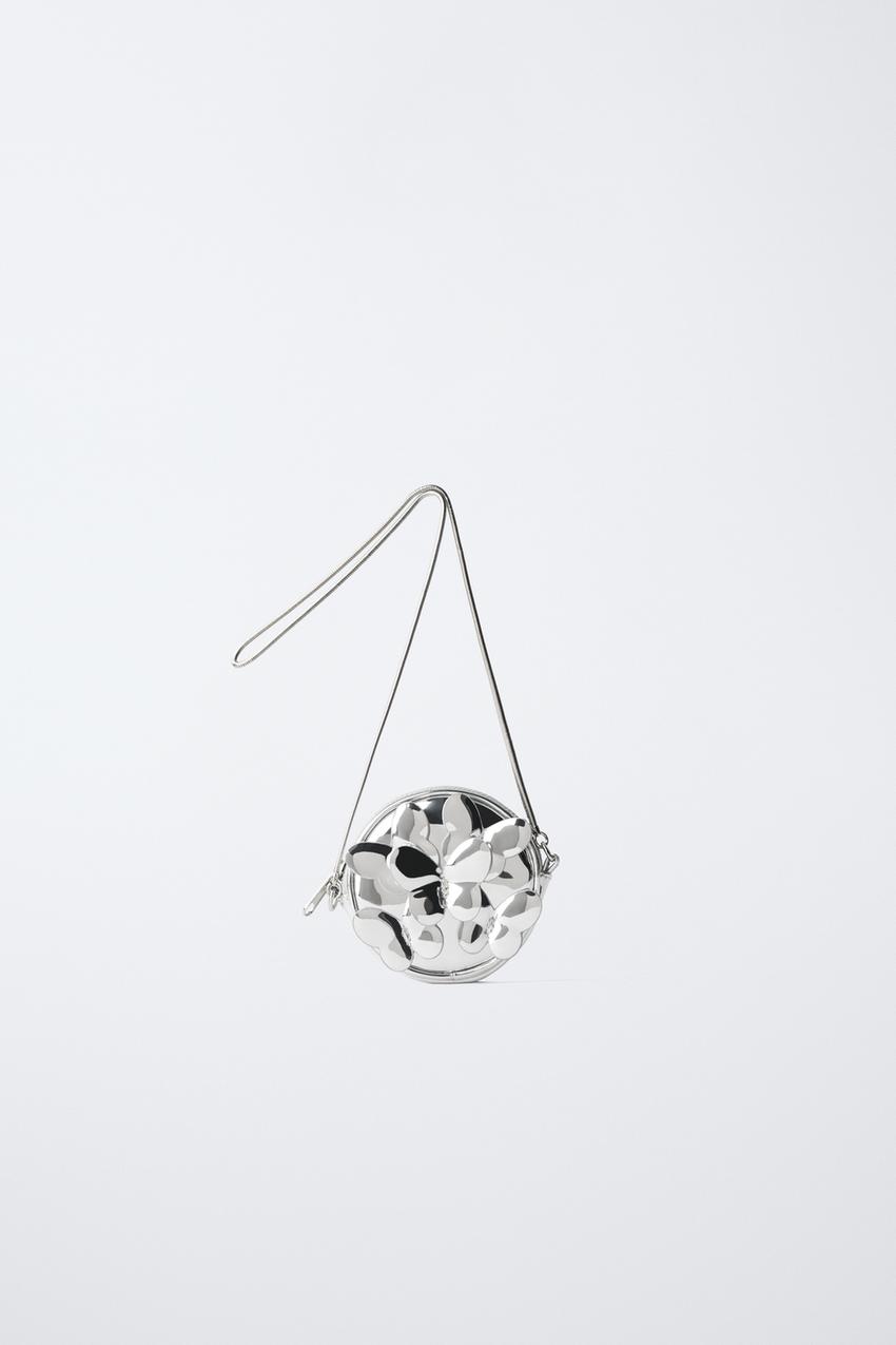 METALLIC FLORAL CROSSBODY BAG - Silver | ZARA United States display picture 1