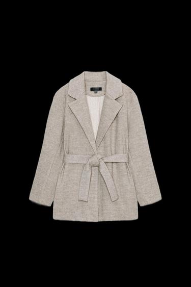 SOFT BLAZER WITH BELT - Sand / Marl by Zara - Image 0