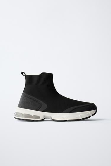 HIGH-TOP SOCK SNEAKERS - Black by Zara