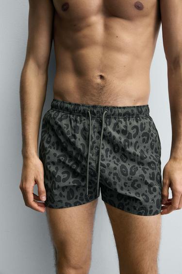 ANIMAL PRINT SHORT SWIMMING TRUNKS - Leopard / Grey by Zara - Image 5