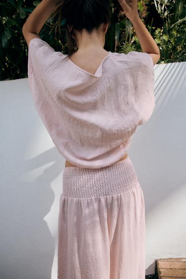 CAPE SHIRT WITH ADJUSTABLE HEM - Light pink by Zara - Image 3