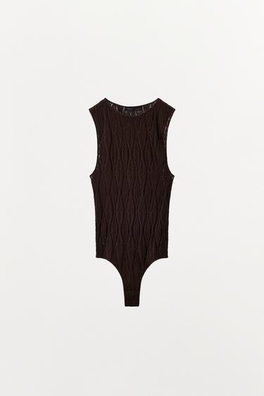 SEAMLESS LACE BODYSUIT - Brown by Zara