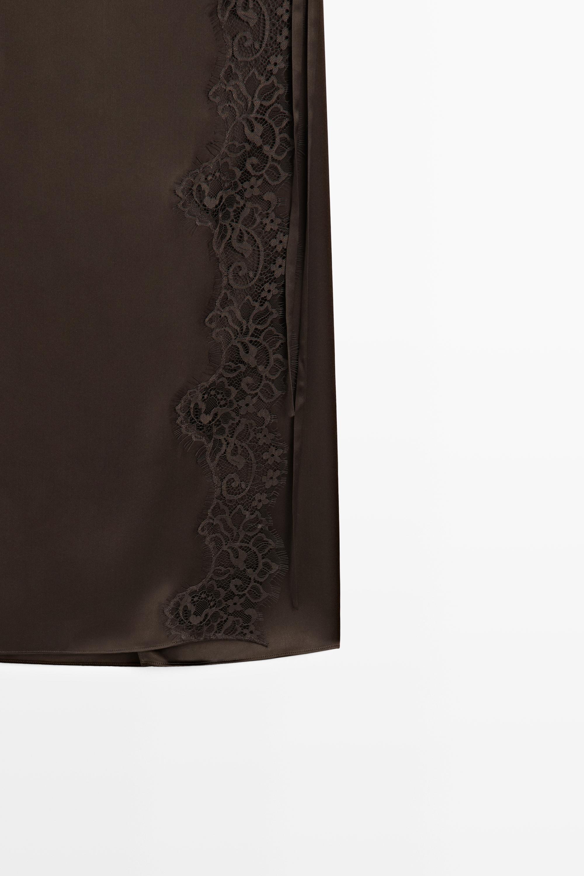 100% silk lace-detail pareo skirt