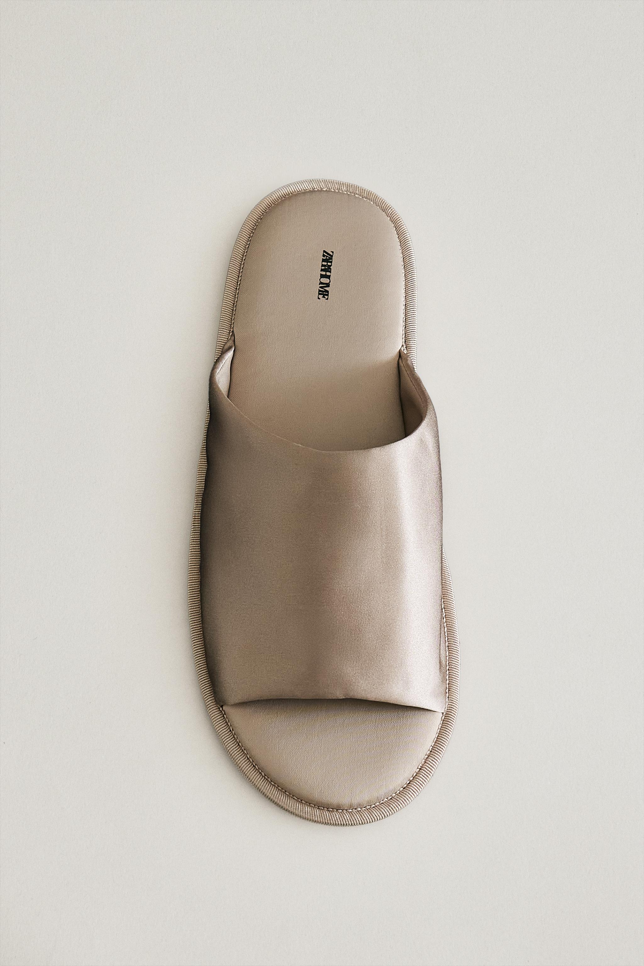 SILK SLIDER SLIPPERS — Taupe Gray