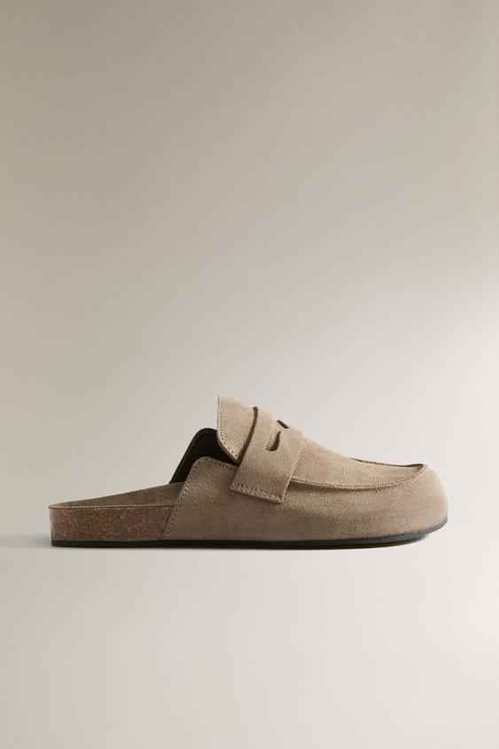 LEDER-PANTOFFEL MIT SCHLAFMASKE - Maulwurfsgrau von Zara - Bild 0