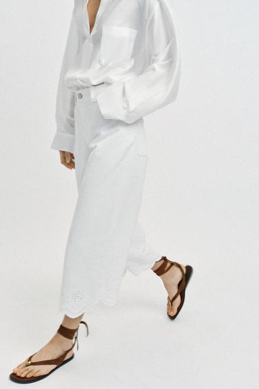 CULOTTES WITH CUTWORK EMBROIDERY - White by Zara - Image 3