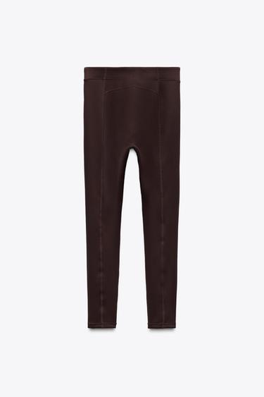ZW COLLECTION HEAT-SEALED ZIP LEGGINGS - Brown by Zara - Image 5