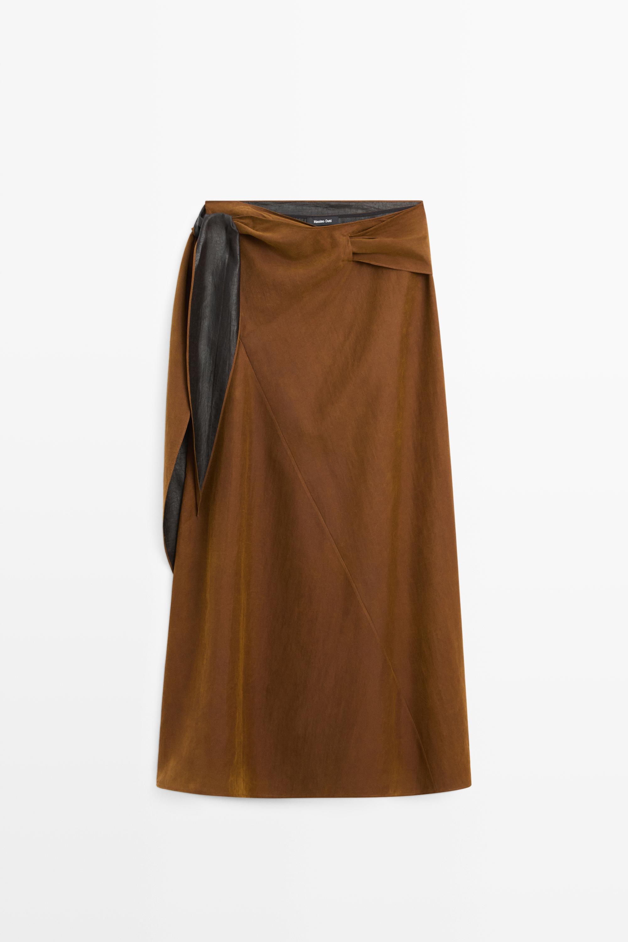Midi skirt with pareo tie detail