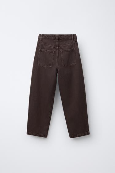 RELAXED BAGGY DENIM TROUSERS - Brown by Zara - Image 1