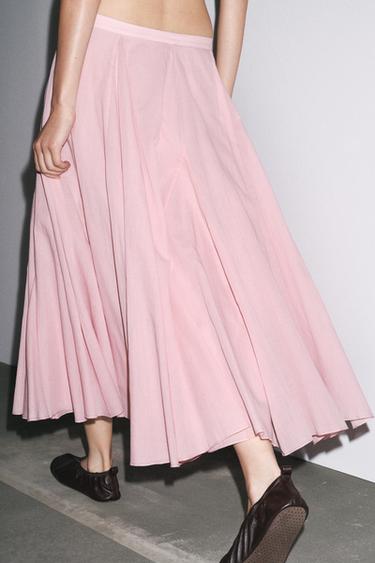 JUPE ÉVASÉE EN COTON ZW COLLECTION - Rose de Zara - Image 2