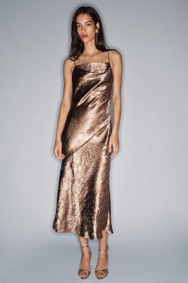 MIDI CAMISOLE DRESS - Brown by Zara