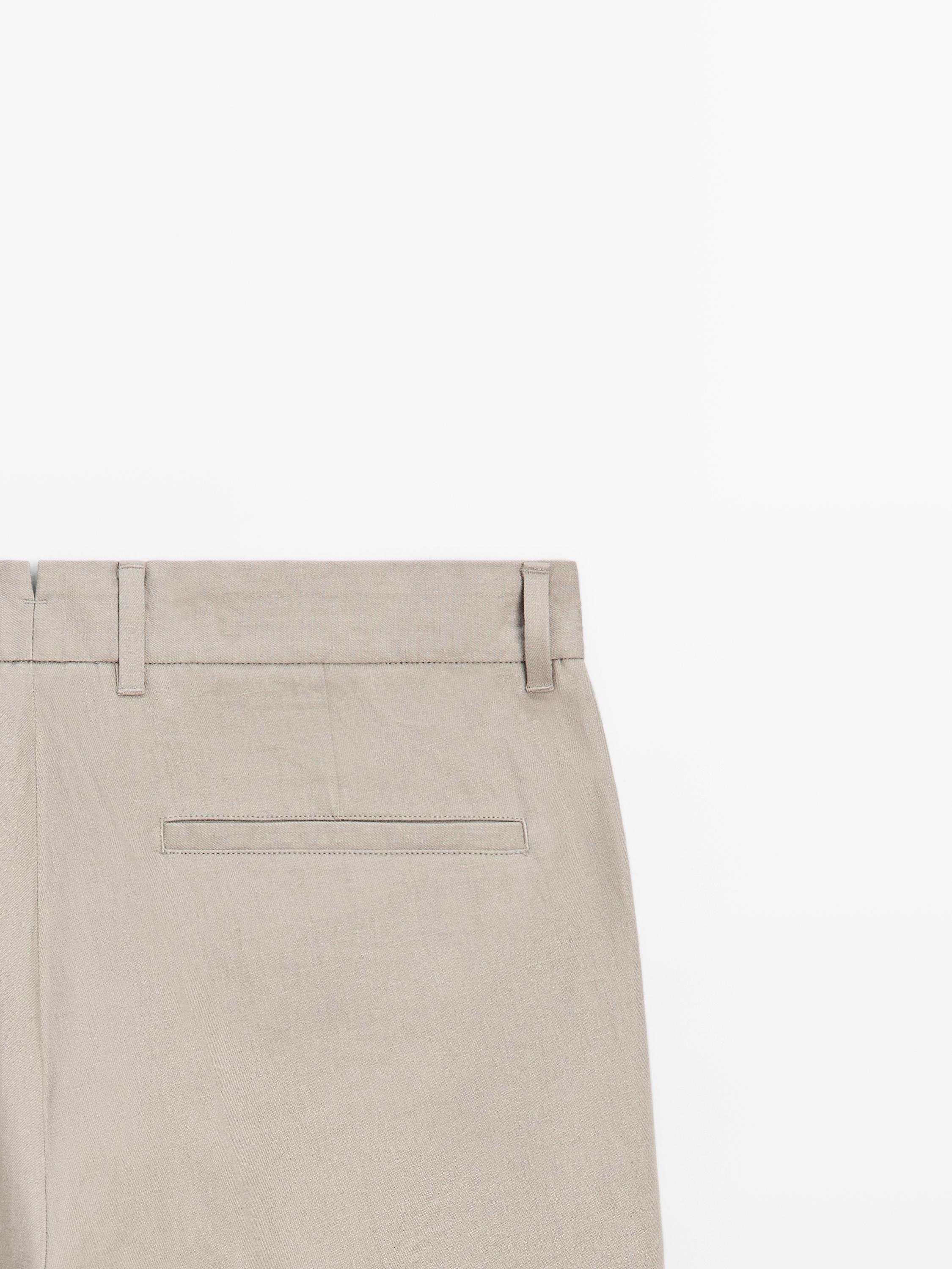 100% linen tapered fit trousers